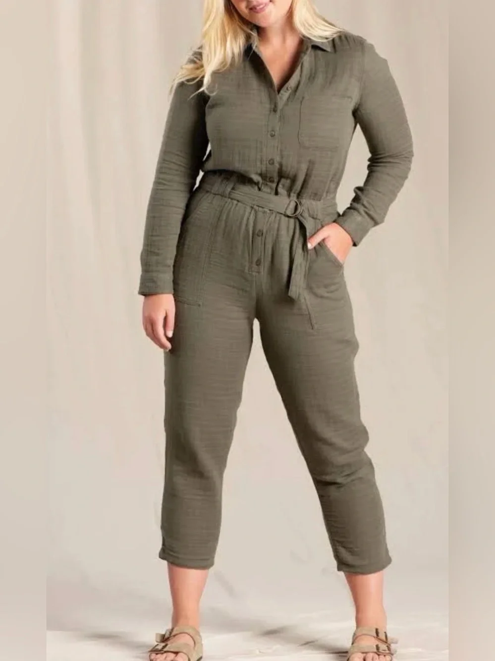Toad & Co Tamarac Utility Jumpsuit Belted Coverall Gauzy Cotton